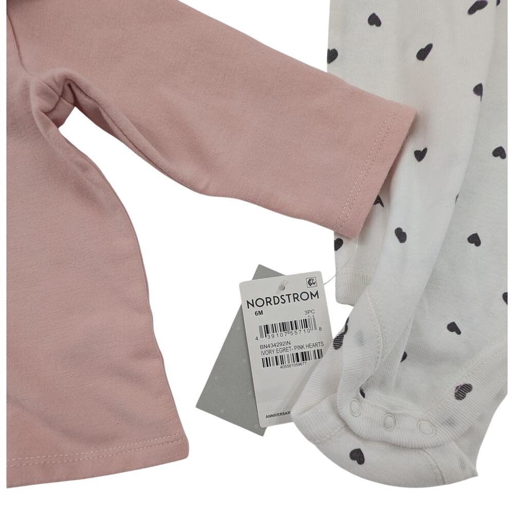 Nordstrom Baby Pink Jacket and Heart Long Sleeved Bodysuit 6M - Picture 6 of 10